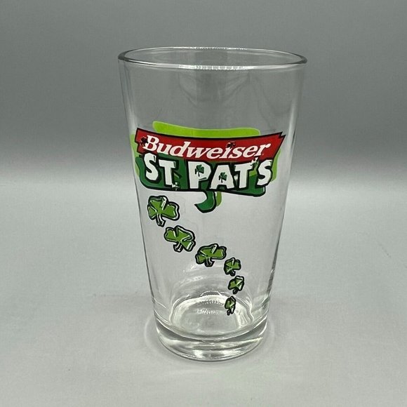 Libbey Other - Budweiser St. Pats 16 Oz. Beer Pint Glass St. Patrick's Day Shamrocks Libbey